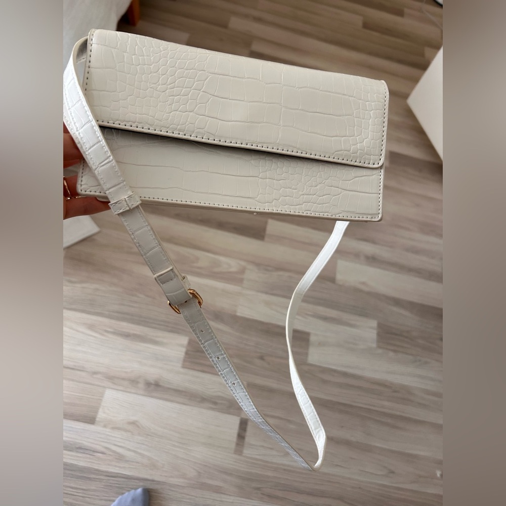 ASOS White Croc-Embossed Crossbody Bag